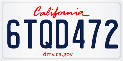 CA license plate 6TQD472