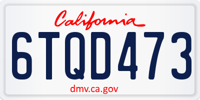 CA license plate 6TQD473