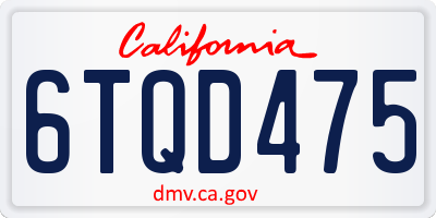 CA license plate 6TQD475