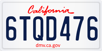 CA license plate 6TQD476