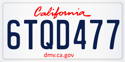 CA license plate 6TQD477