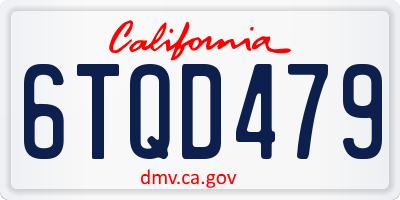 CA license plate 6TQD479