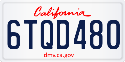 CA license plate 6TQD480