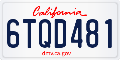 CA license plate 6TQD481