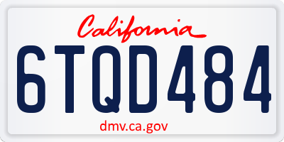 CA license plate 6TQD484