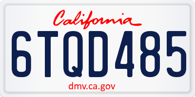 CA license plate 6TQD485
