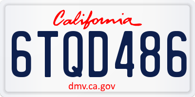 CA license plate 6TQD486