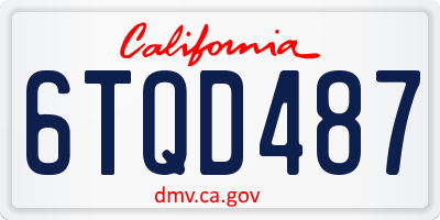 CA license plate 6TQD487