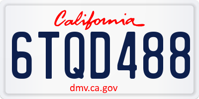 CA license plate 6TQD488