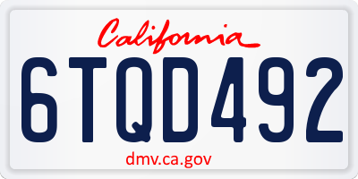 CA license plate 6TQD492