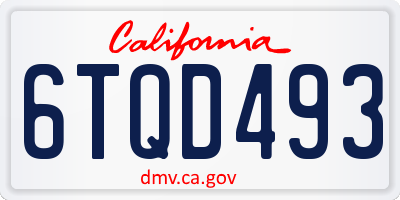 CA license plate 6TQD493