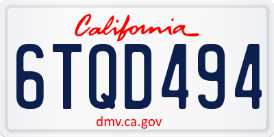 CA license plate 6TQD494