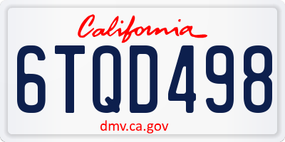 CA license plate 6TQD498