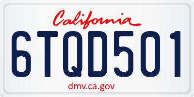 CA license plate 6TQD501