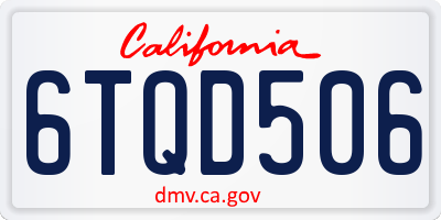 CA license plate 6TQD506