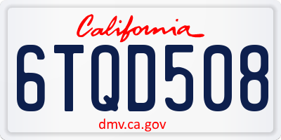 CA license plate 6TQD508