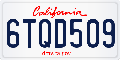 CA license plate 6TQD509