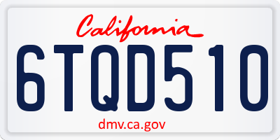 CA license plate 6TQD510