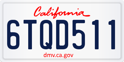 CA license plate 6TQD511