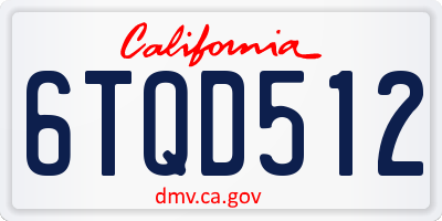 CA license plate 6TQD512