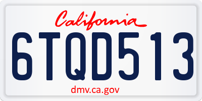 CA license plate 6TQD513