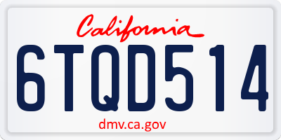 CA license plate 6TQD514