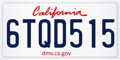 CA license plate 6TQD515