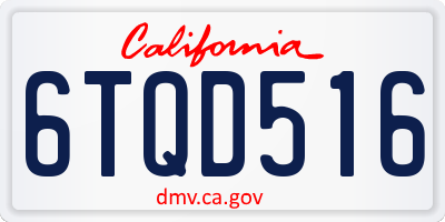 CA license plate 6TQD516