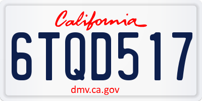 CA license plate 6TQD517