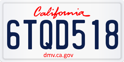 CA license plate 6TQD518