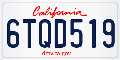 CA license plate 6TQD519