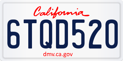 CA license plate 6TQD520