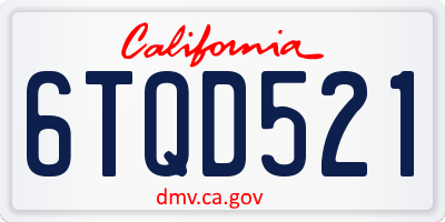 CA license plate 6TQD521
