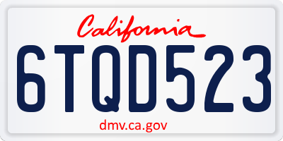 CA license plate 6TQD523