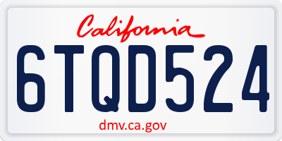 CA license plate 6TQD524