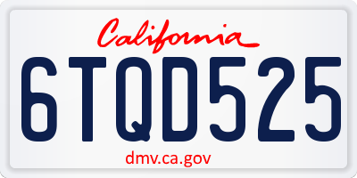 CA license plate 6TQD525