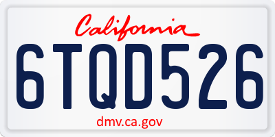 CA license plate 6TQD526