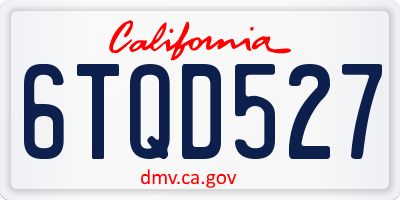 CA license plate 6TQD527