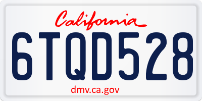 CA license plate 6TQD528