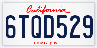 CA license plate 6TQD529