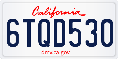 CA license plate 6TQD530