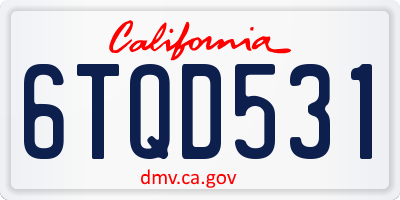 CA license plate 6TQD531