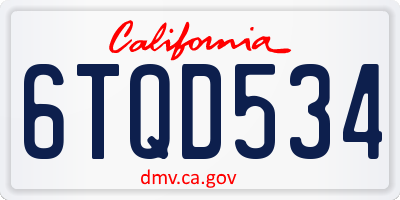 CA license plate 6TQD534