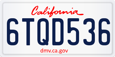 CA license plate 6TQD536