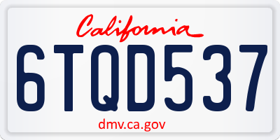 CA license plate 6TQD537