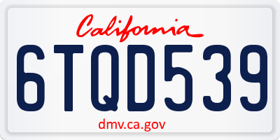 CA license plate 6TQD539