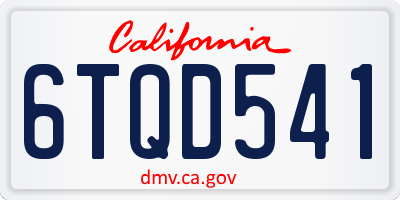 CA license plate 6TQD541
