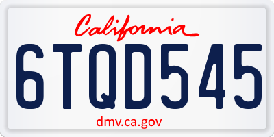 CA license plate 6TQD545