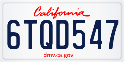 CA license plate 6TQD547