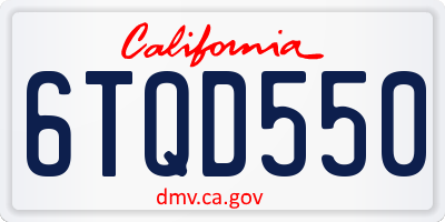 CA license plate 6TQD550